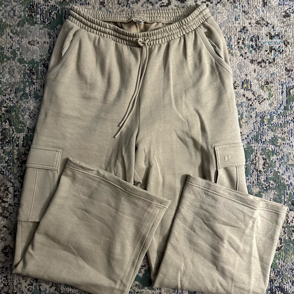 PINK Beige Wide Leg SweatPants with Pockets